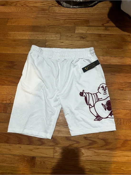 NWT True Religion Men’s Loungewear White Elastic Waist Buddha Logo L
