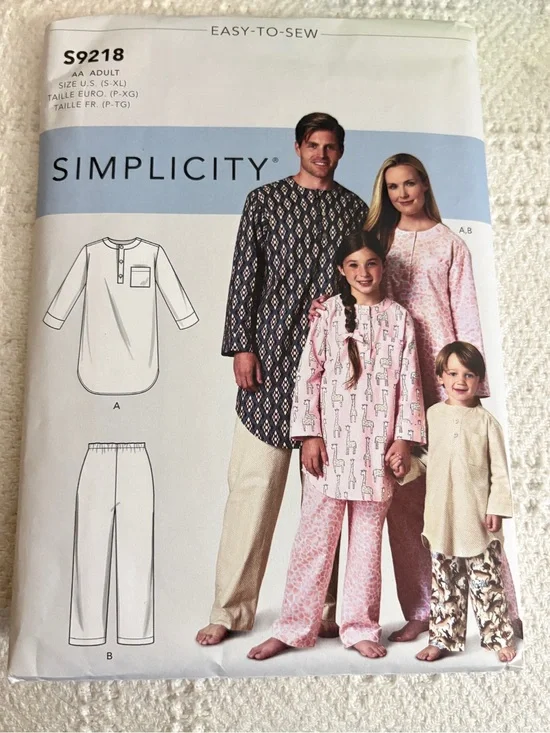 Simplicity Pattern S9218 AA for Unisex Tunic and Pants.