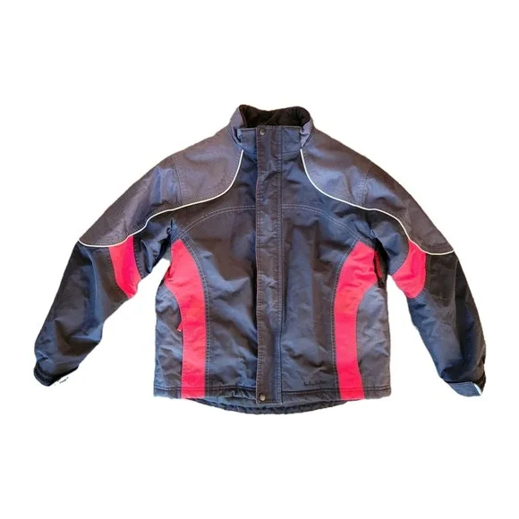 LL Bean Kids Winter Ski Snow Jacket Black Red‎ Insulated Kids L 14-16 Outdoors