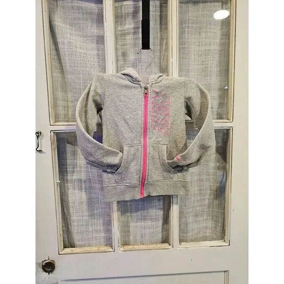 Nike Pink and‎ Gray Zip Up Hooded Jacket