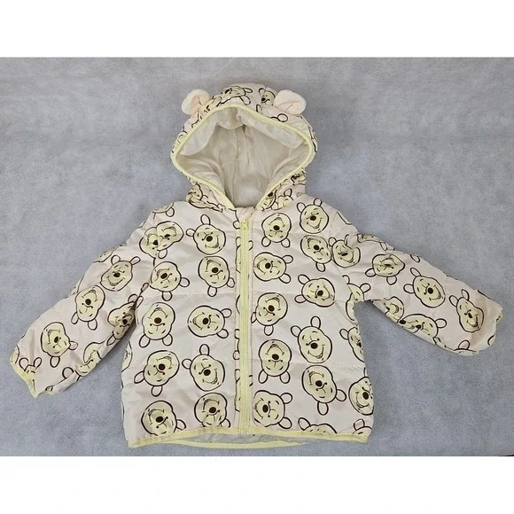 Winnie The Pooh Puffer Jacket Girl Boy Size 18M Honey With Hood Winter Coat‎ NWT