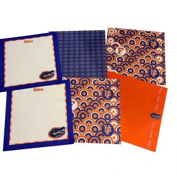 University of Florida Gators Scrapbook Paper Stationery 6pc Orange Blue