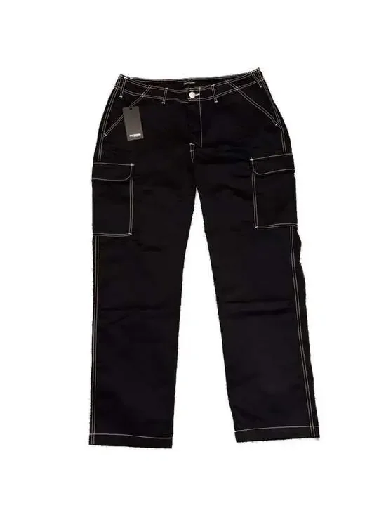 True Religion Jet Black Contrast Stitch Cargo Pants. NWT. Size 36