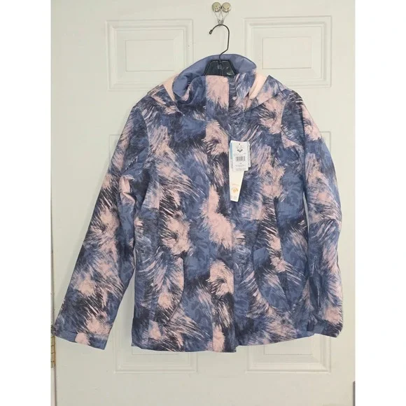 NWT Roxy Jetty Girl Jacket Size 16‎ Blue Pink Abstract Print Warmflight