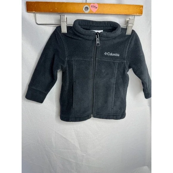 Columbia Kids Black Full Zip Fleece Jacket 6-12 Months Mock Neck Layering