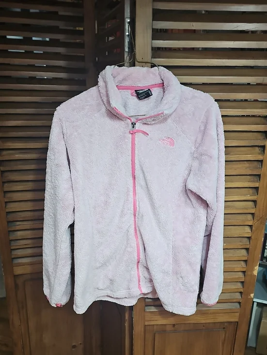 The North Face Light Pink Plush Full-Zip Fleece Jacket Girls X-large
