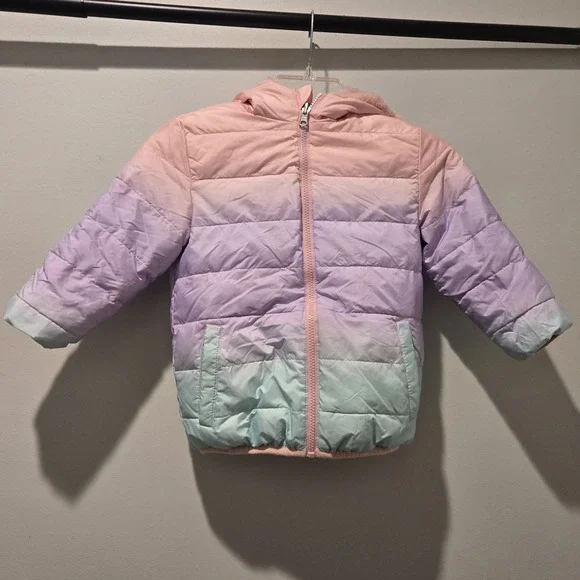 Wonder Nation Girl's Hooded Puffy Quilted‎ Jacket-4T Puffer Pink reversible