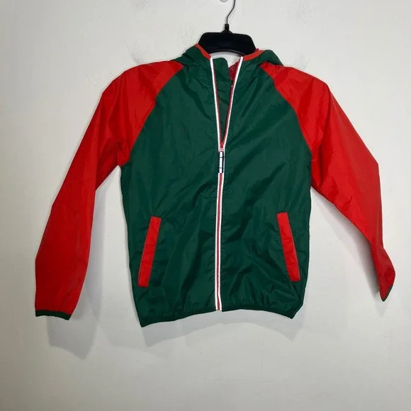 Mini Boden‎ rain jacket red & green color block kids size  8/9 yrs spring