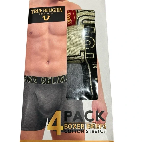 True Religion Men's Gray Boxer Briefs Pack with Branded Waistband small