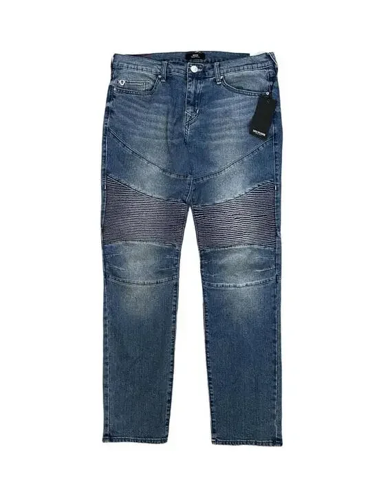 True Religion Rocco Moto Biker Rider Relaxed Skinny Jeans Stretch Size 32x32 New