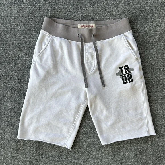 True Religion Sweat Shorts Mens Medium White‎ Cut Off Boxing