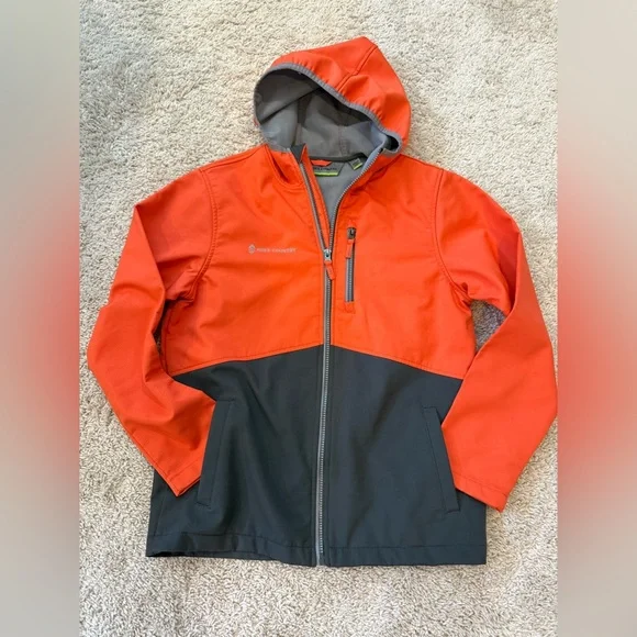 Free Country SZ XXL 14-16 boys orange/grey hooded jacket. Like new