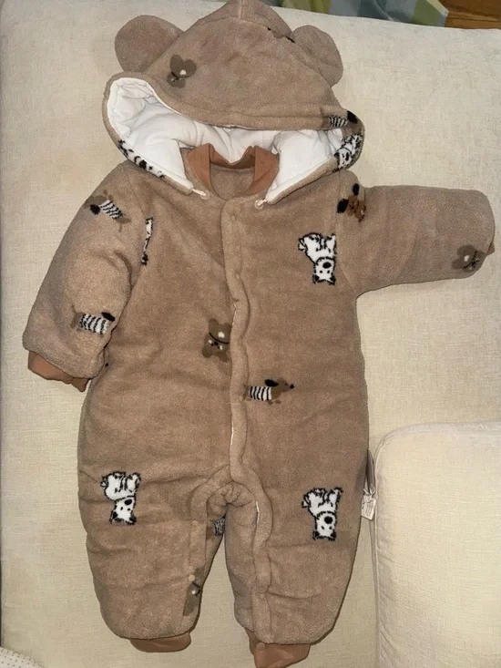 WYT baby Infant Winter Fleece Snowsuit Hooded One Piece Jumpsuit Romper 73cm NWT