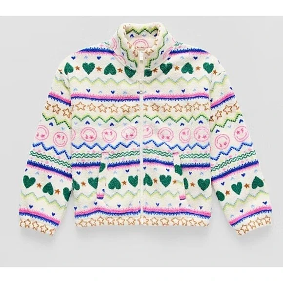 Thereabouts Girls Sherpa Jacket Soft Colorful Happy Girls XL 16