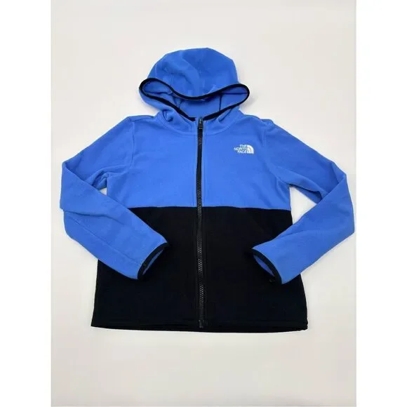 The North Face Kids Blue and Black Hooded Fleece Jacket
