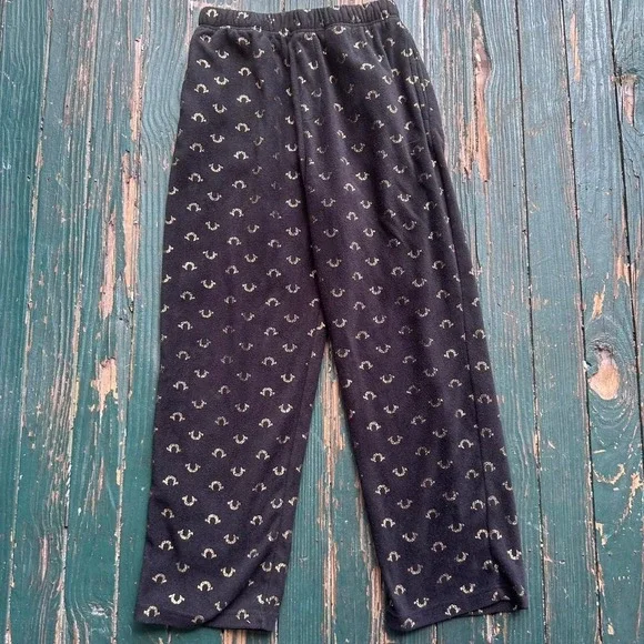 True Religion black & gold trousers