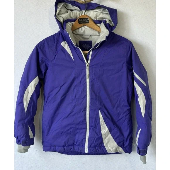 LL Bean Hooded Jacket Girl's M 10-12 Purple Thinsulate