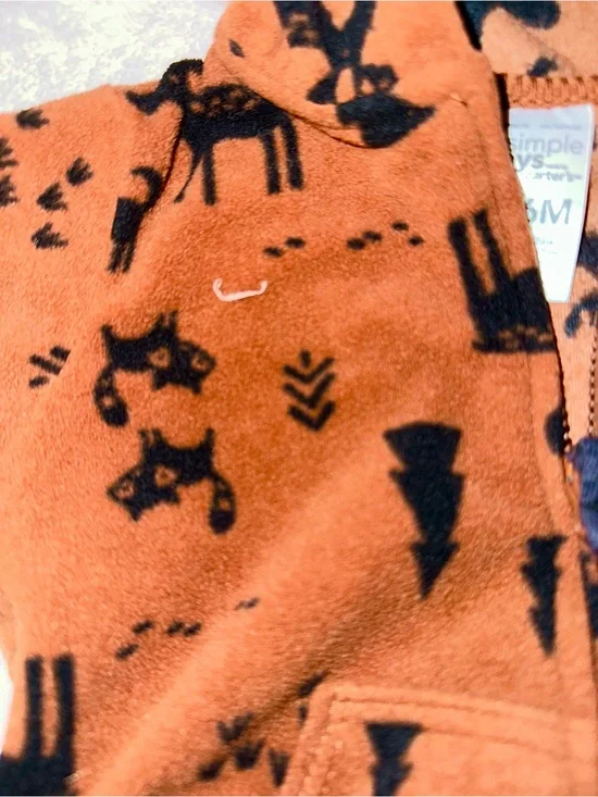 Rust Orange Fleece Onesie with Black Western Print