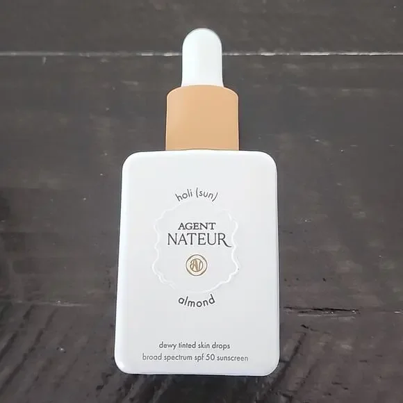 AGENT NATEUR Holi (Sun) Dewy Tinted Skin Drops SPF 50 Almond Shade 1 oz