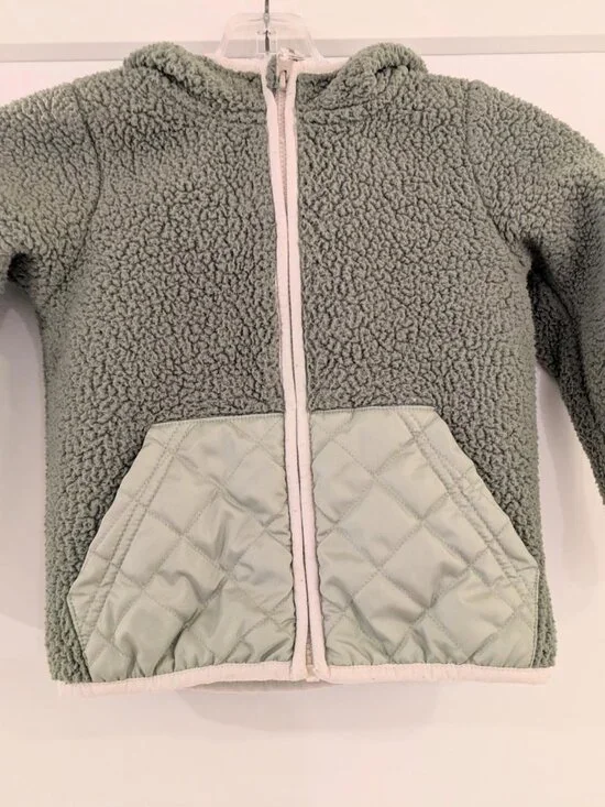 Cat & Jack Green Fleece Zippered Jacket with Hood - 3T