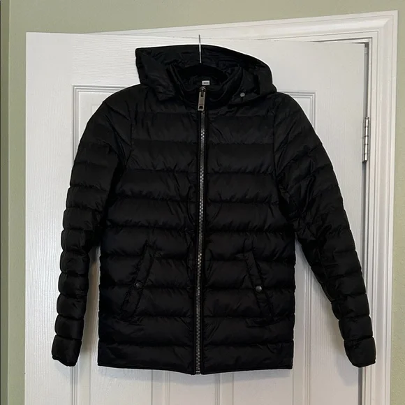 Burberry Kids Black Hooded Duck Down Jacket