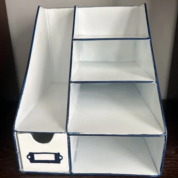 White Metal Desk Organizer Vintage