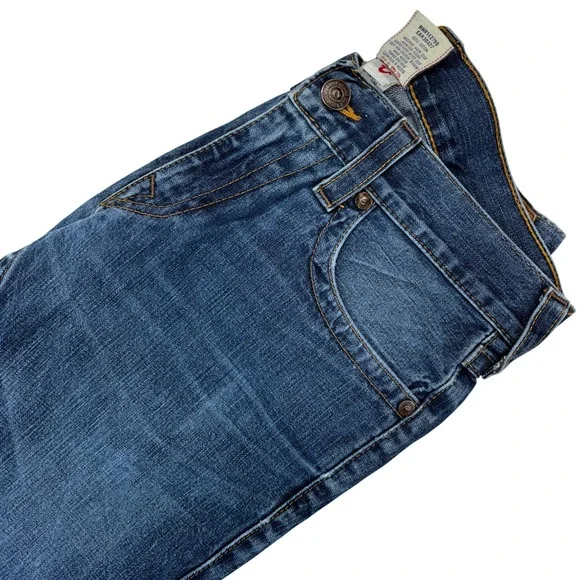 True Religion‎ Billy Denim Shorts Mens 32 Blue Made in USA Raw Hem Horseshoe
