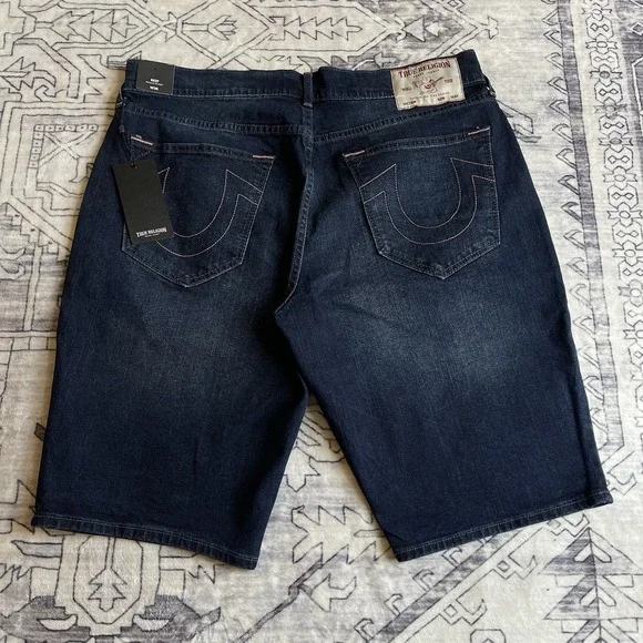 True Religion Shorts Men's 36 Blue Ricky Relaxed Straight Denim NWT