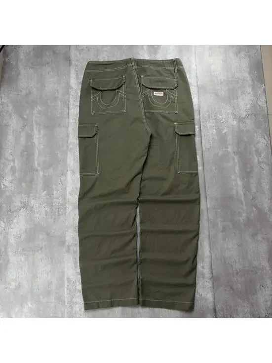 Y2K Olive Green True Religion Grunge Baggy Cargo Skater Pants