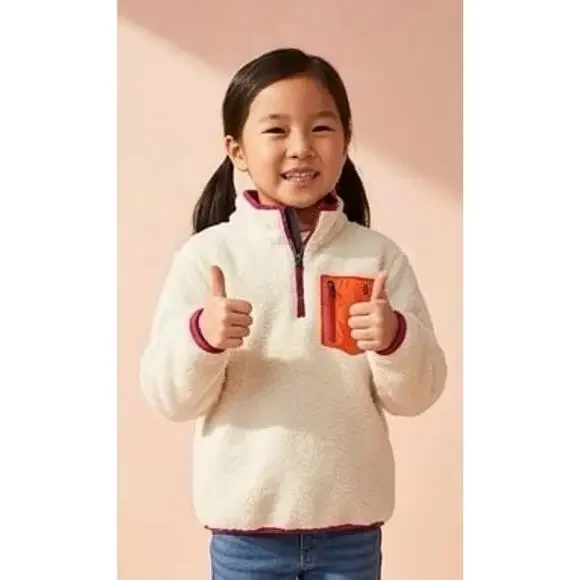 NWT❤️Polo Ralph Lauren Girls  Shearling Quarter-Zip Fleece Sweatshirt szL(12-14)