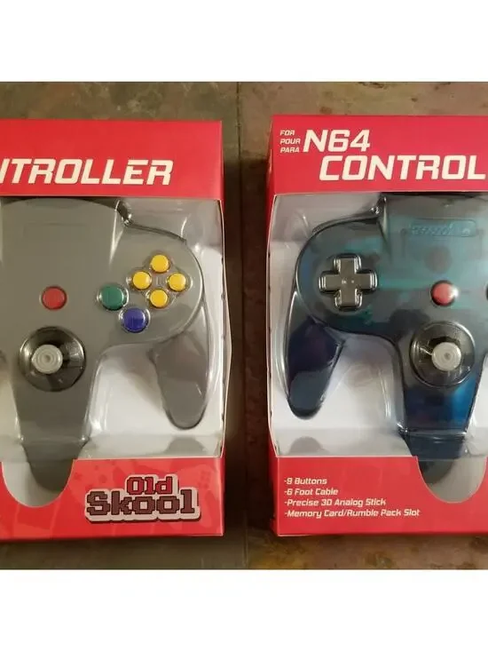 2 N64 Controllers - Grey & Ice Blue (NEW) - Nintendo - Nintendo64 - Old Skool