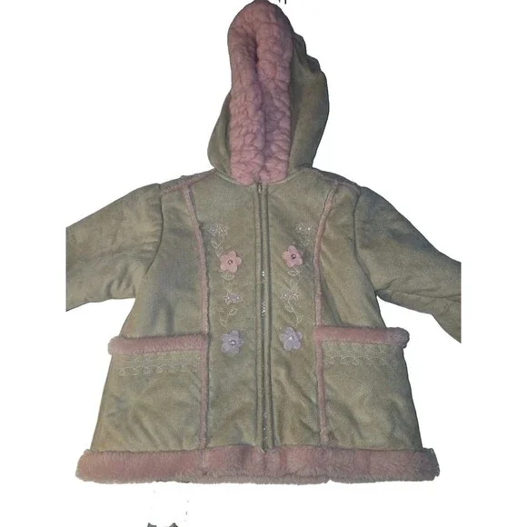 Big Chill Coat Girls 2T Faux Suede Sherpa Faux Fur Lined Hippie Penny Lane
