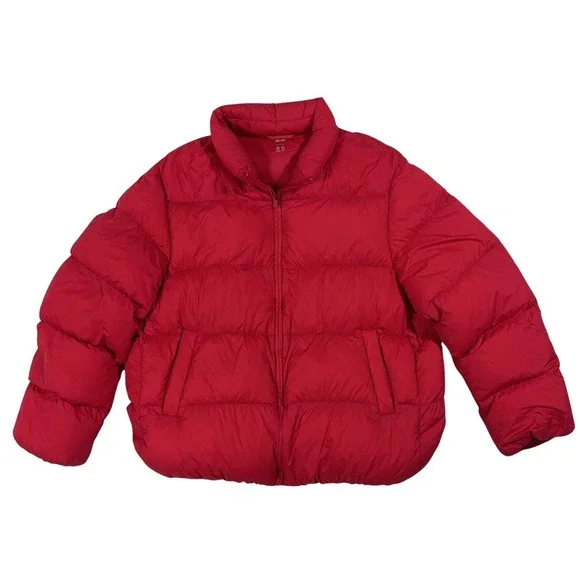 Uniqlo Boys Down Puffer Jacket Coat Winter Warm‎ Lightweight Packable Red Large