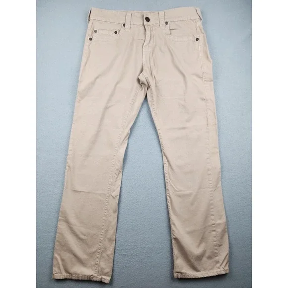 True Religion Bobby Jeans Mens 32x32 Beige Straight Stretch Cotton Denim Casual