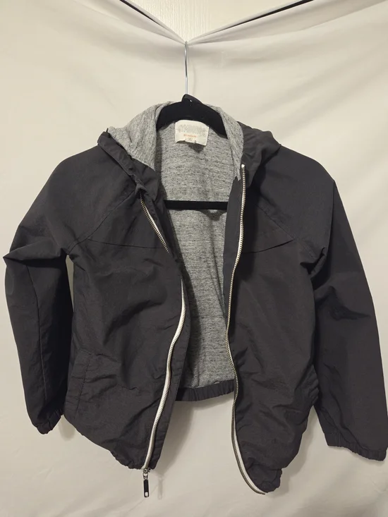 Gymboree Boys Black Hooded Windbreaker with Gray Lining