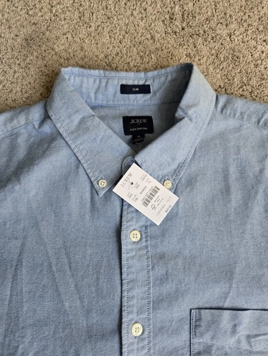 J.Crew Light Blue Men’s Button-Down Fkex Oxford Shirt Slim XL