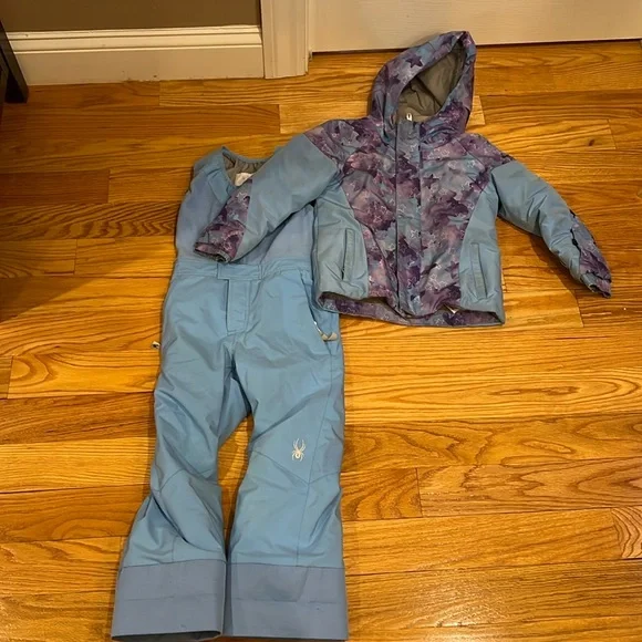 Spyder Kids Light Blue and Purple Star Print Ski Jacket & Bib Snow Pants
