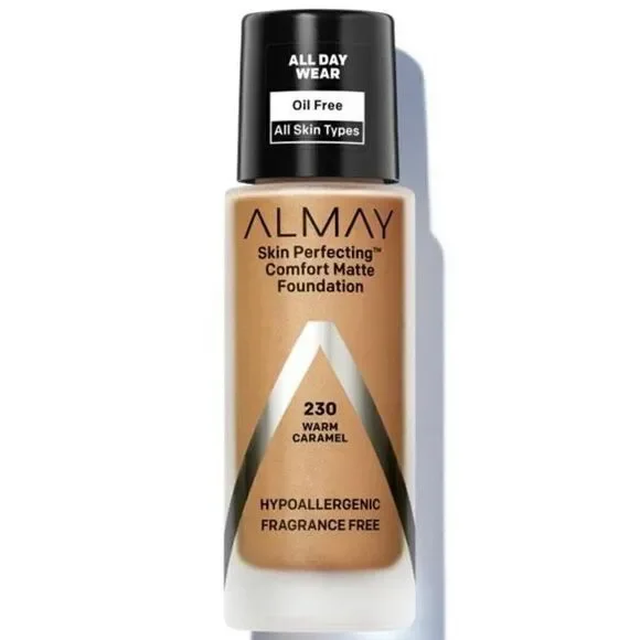 230 Almay Skin Perfecting Comfort Matte Foundation Hypoallergenic Warm Caramel