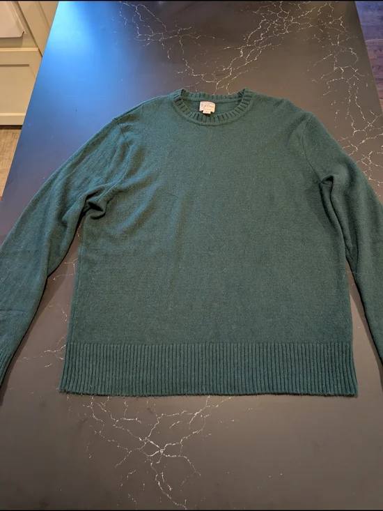 ​J.Crew Men's XL Rugged Merino Wool Blend Crewneck Sweater Forest Green
