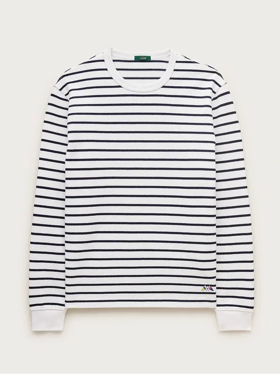 J. Crew Long-sleeve Crewneck in Striped Maritime Jersey Size XL NWT $98 CR195