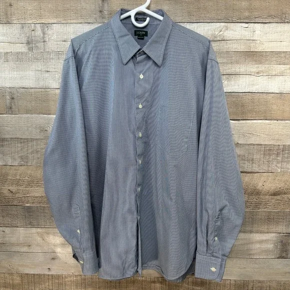 J Crew‎ Mens XL Micro Plaid Button Down Shirt Long Sleeve 17 17.5 Neck Cotton