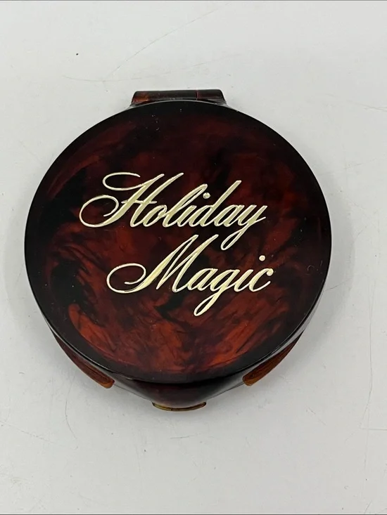 Vintage Holiday Magic Face Powder Natural Magic Glow Faux Tortoiseshell Compact