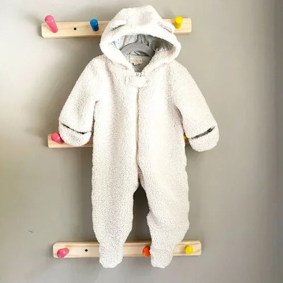 Egg New York Ivory Sherpa Fleece Baby Bunting /  Snow Suit