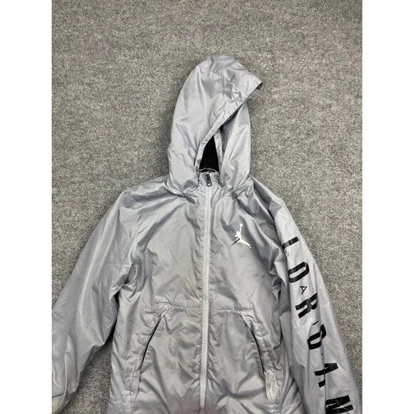 Air Jordan Jacket Youth Small Gray‎ Zip Up Hooded Fleece Lined Jumpman #23