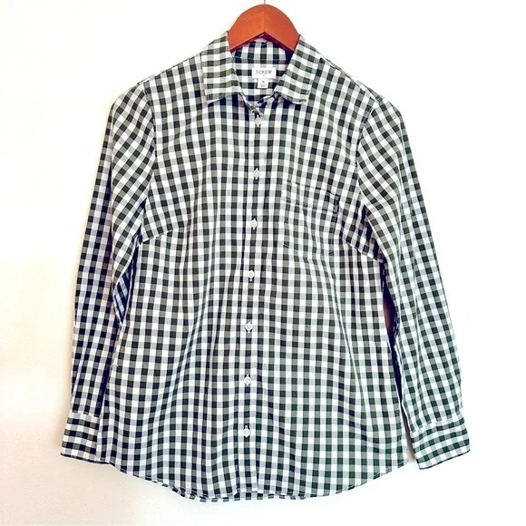 J. Crew Men’s Gingham Plaid Button Down Shirt Green White Size Small