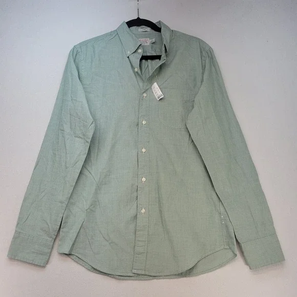 J.Crew Button Down Shirt Mens Small Green Slim Fit Secret Wash BW443 Micro Check