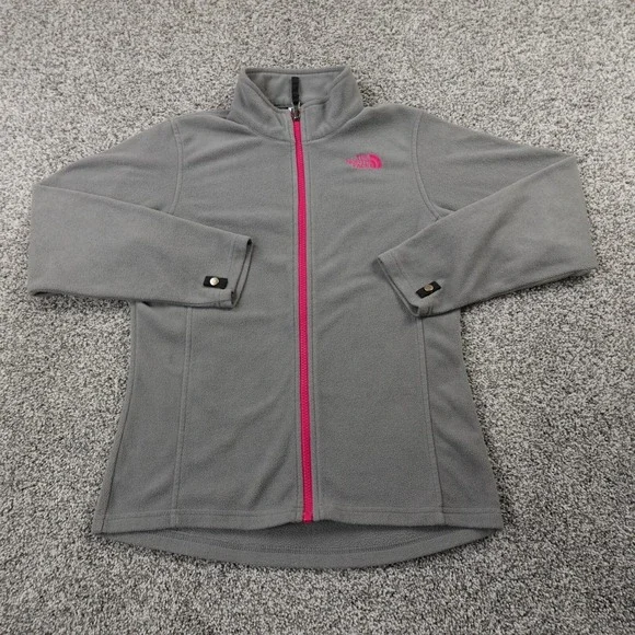 North Face Jacket Girls L 14-16 Gray Zip Fleece Pile Sweater Sweatshirt Hiking‎