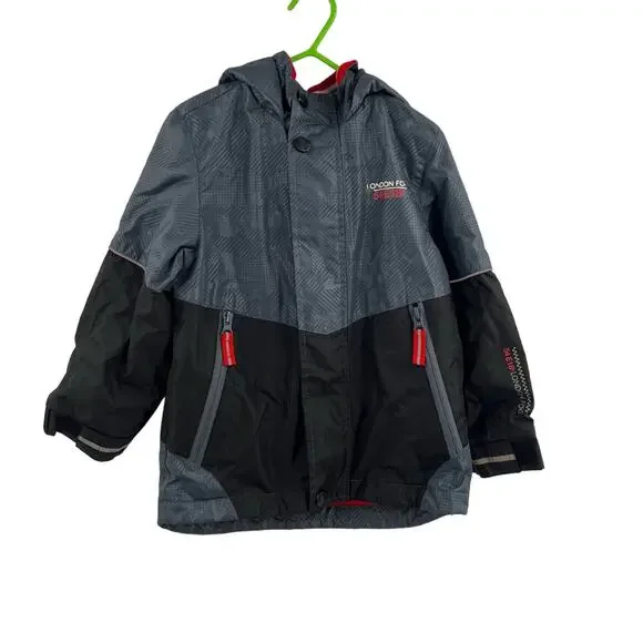 London Fog Kids Hooded Zip‎ Front Jacket Grey Size 5