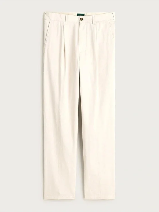 J. CREW Classic-fit pleated 14-wale corduroy trouser in Ivory Size 32 NWT CO455