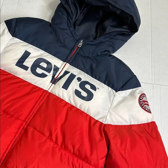 Levi's‎ Puffer Jacket Youth Medium 10/12 Years Full Zip Hooded Winter Outerwear